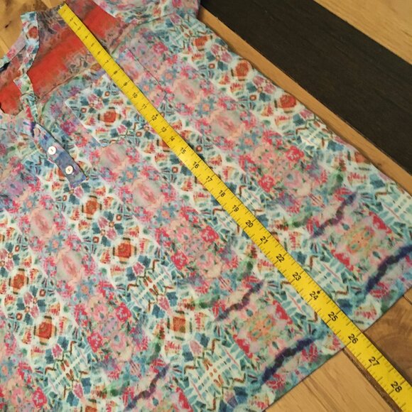 CHARLIE B Flowy Colourful Tribal Boho Tunic Popover Top - Picture 15 of 16